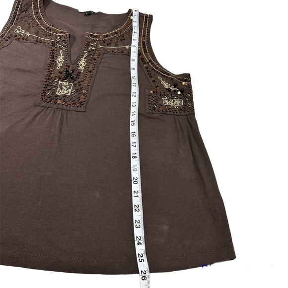 BOSTON PROPER | EMBELLISHED SLEEVELESS TANK TOP | BROWN | SZ L | - Picture 4 of 8